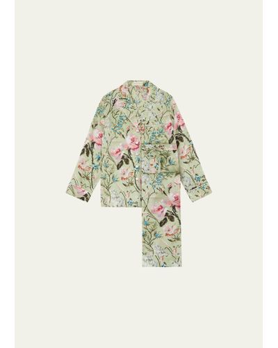Olivia Von Halle Lila Floral-print Silk Pajama Set - White