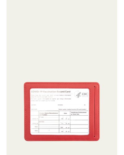 ROYCE New York Personalized Leather Vaccine Card Holder - Red