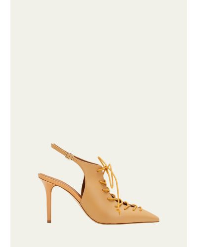 Malone Souliers Alessandra Lace-up Leather Pumps - Natural