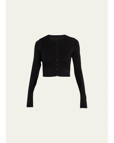 MM6 by Maison Martin Margiela Cropped Button-front Cardigan - Black