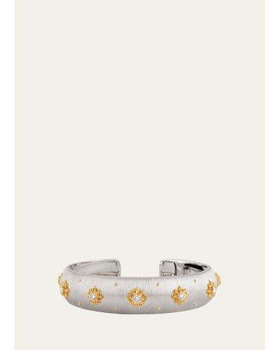 Buccellati 18k White Gold Macri Classica Cuff Bracelet With Diamonds - Natural