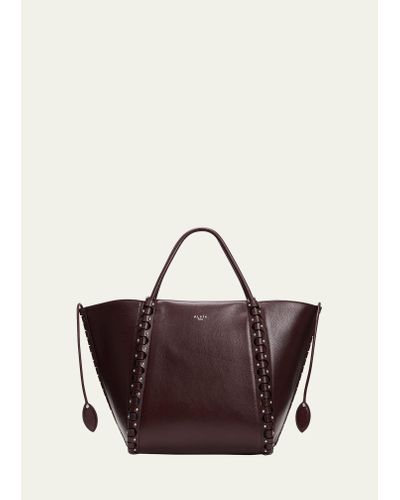 Alaïa Le Hinge Small Studded Leather Tote Bag - Brown