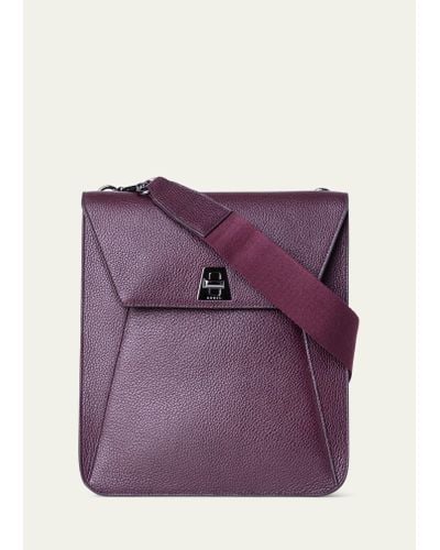 Akris Anouk Medium Flap Leather Messenger Bag - Purple