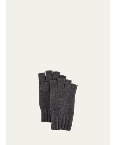 Bergdorf Goodman Cashmere Fingerless Gloves - Gray