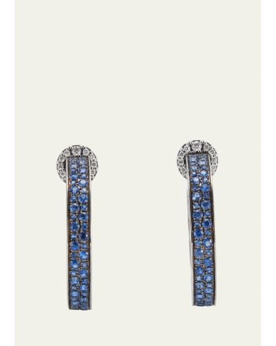 Nam Cho 18k White Gold Diamond And Sapphire Hoop Earrings - Blue