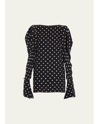 Nina Ricci Polka Dot-print Puff Sleeve Mini Dress - Black