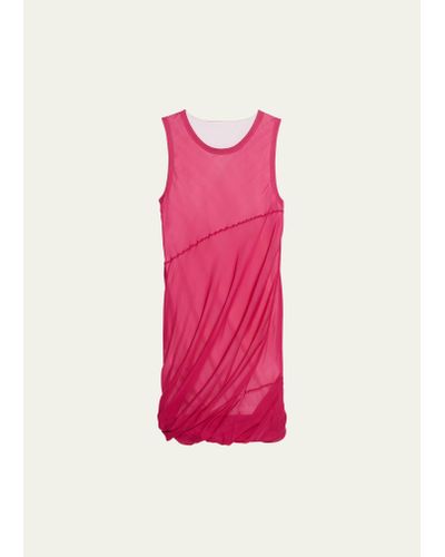 Helmut Lang Sleeveless Silk Bubble Mini Dress - Pink