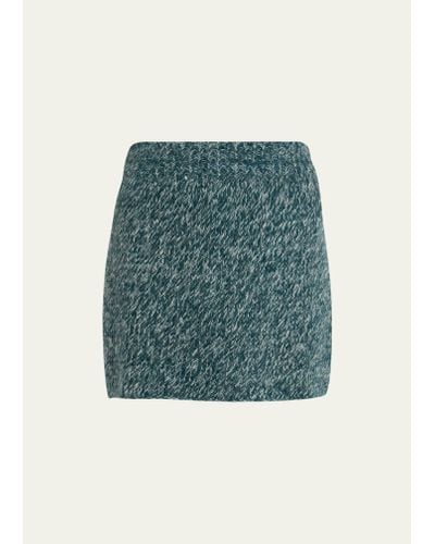 The Elder Statesman Delphine Knit Alpaca Mini Skirt - Blue