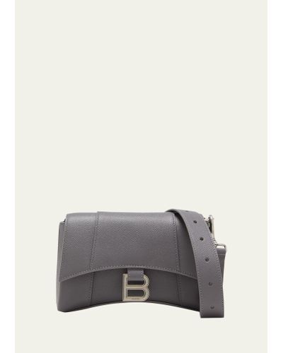 Balenciaga Downtown B-logo Leather Crossbody Bag - Gray