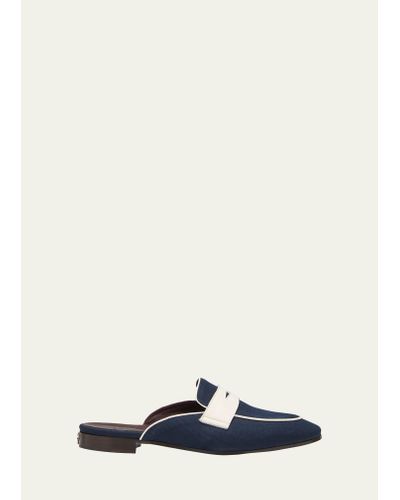 Bougeotte Bicolor Penny Loafer Mules - White