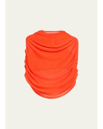 Brandon Maxwell The Lyra Shirred Knit Top - Orange
