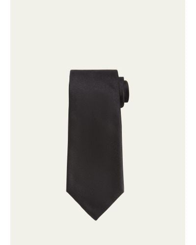 Charvet Solid Satin Silk Tie - Black