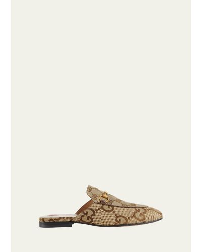 Gucci Princetown GG Canvas Loafer Mules - Natural