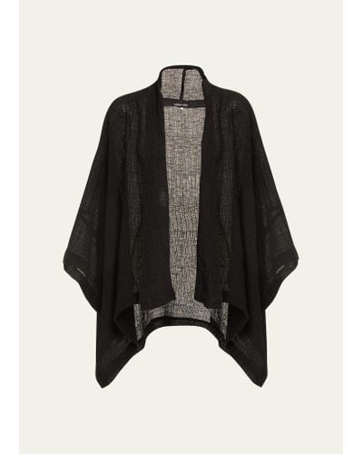 Eskandar Wide Scrunch Shawl Collar Jacket (mid Plus Length) - Black