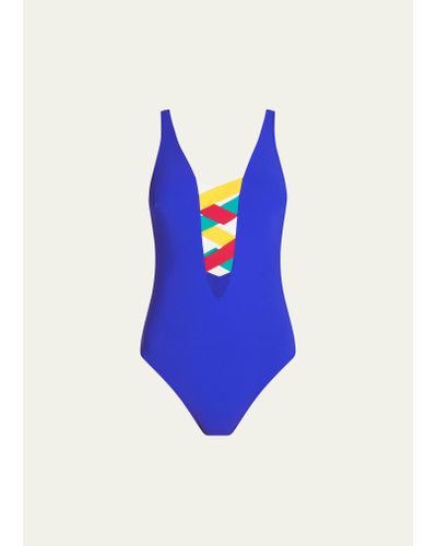 VALIMARE St Martin Bandage One-piece Swimsuit - Blue