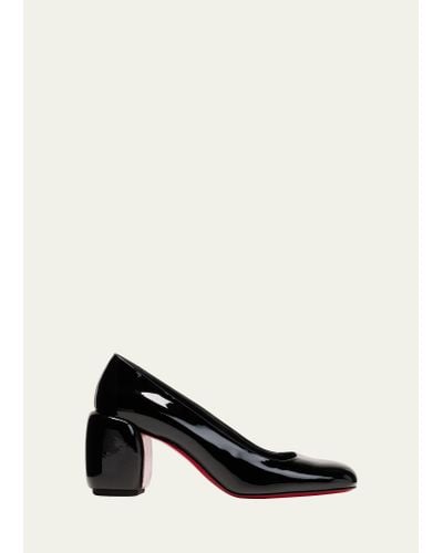 Christian Louboutin Minny Patent Red Sole Pumps - Black