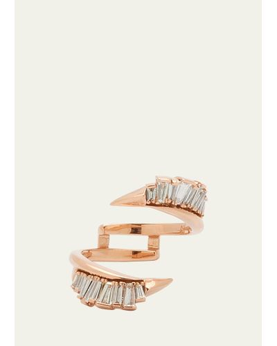 Nak Armstrong Ruched Open Coil Ring Guard With White Diamonds And 20k Rose Gold - Natural
