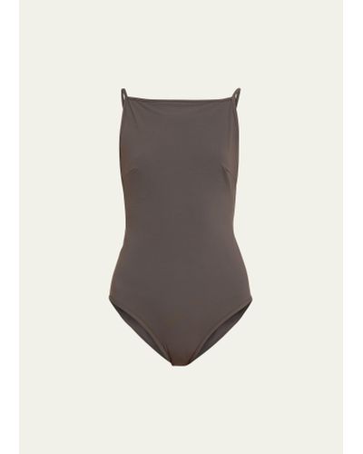 Totême Boat-neck One-piece Swimsuit - Gray