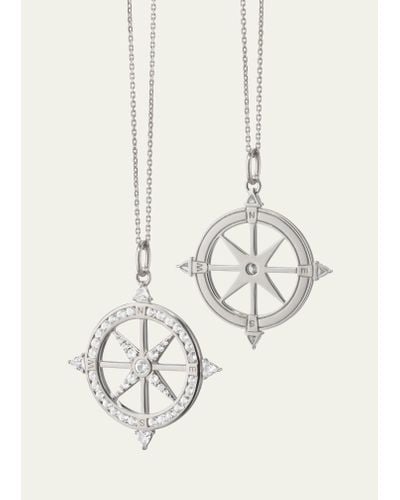 Monica Rich Kosann Adventure Sterling Silver And Sapphire Compass Necklace - White