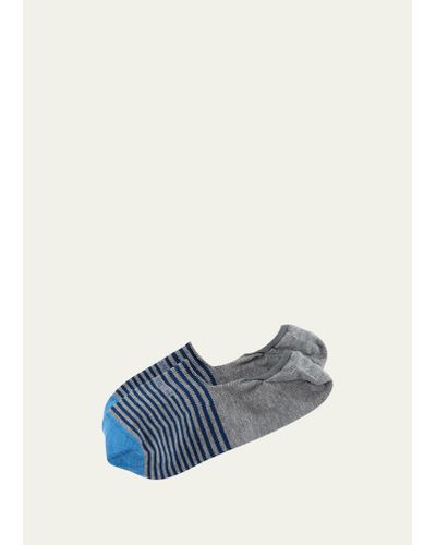 Marcoliani Invisible Touch Striped No-show Socks - Blue