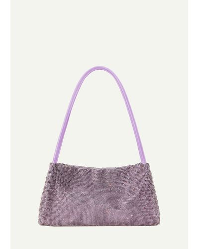 STAUD Penny Crystal Mesh Shoulder Bag - Purple