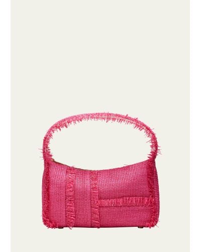 Cult Gaia Malfi Mini Fringe Straw Shoulder Bag - Pink