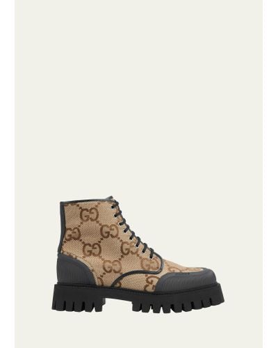 Gucci Novo Maxi GG Lug Sole Lace up Boots in Brown for Men Lyst