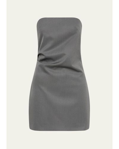 St. Agni Strapless Tuck Mini Dress - Gray