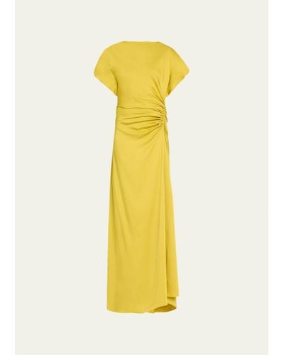 A.L.C. Nadia Ruched Petal-sleeve Gown - Yellow