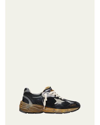 Golden Goose Star Dad Mixed Leather Running Sneakers - White