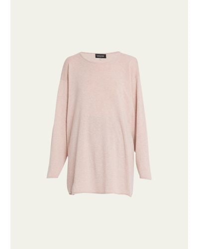 Eskandar Side-panelled A-line Bateau Neck Sweater (long) - Pink