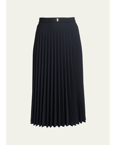 Givenchy Pleated Wool Midi Skirt - Blue