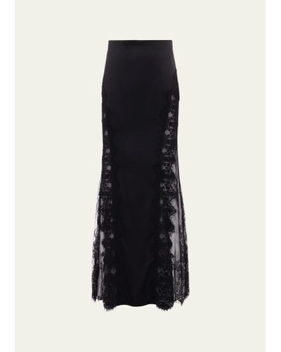 L'Agence Minka Silk Lace Skirt - Black