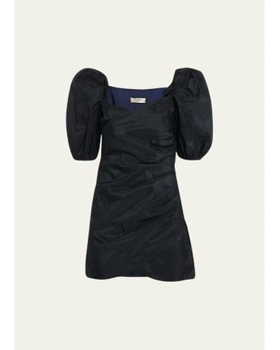 Sea Diana Taffeta Puff-sleeve Mini Dress - Black