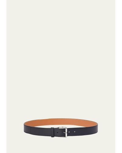 Loewe Rectangle Roller Buckle Leather Belt - White