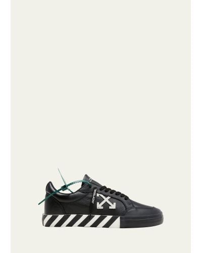 Off-White c/o Virgil Abloh Vulcanized Logo-embossed Leather Low-top Sneakers - Black