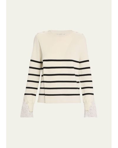 3.1 Phillip Lim Sailor Stripe Lace Cuff Sweater - Natural