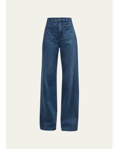 Veronica Beard Taylor Wide-leg Patch Pocket Jeans - Blue