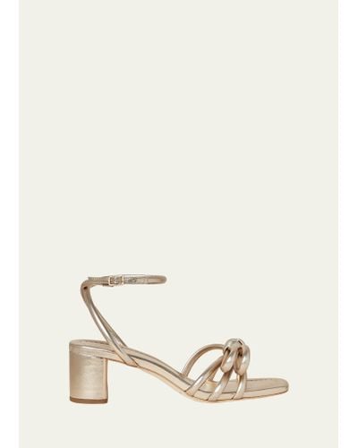 Loeffler Randall Mikel Metallic Bow Ankle-strap Sandals - Natural