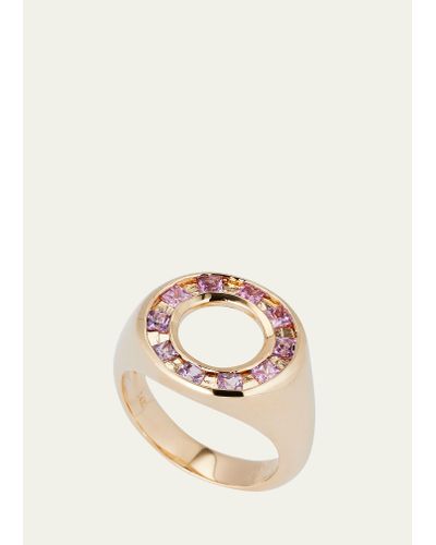 JOLLY BIJOU 14k Gold Full Moon Pink Sapphire Ring - White