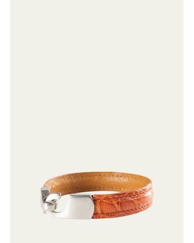 Abas Alligator Leather Bracelet - Orange