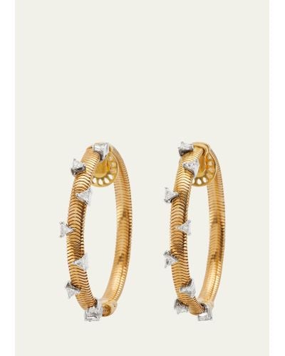 Nikos Koulis Feelings 18k Yellow Gold Scattered Diamond Hoop Earrings - Metallic