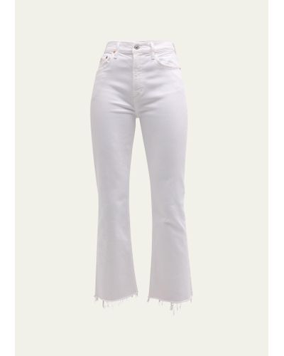 Citizens of Humanity Isola Cropped Bootcut Fray Jeans - White