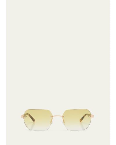 Barton Perreira Jude Rimless Rectangle Sunglasses - Natural