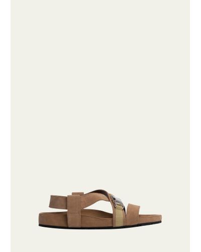 Wales Bonner Suede Strappy Buckle Sporty Sandals - Natural