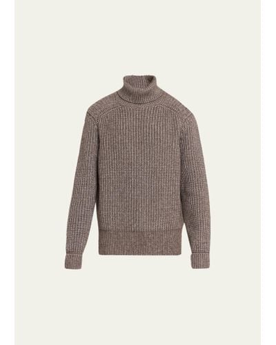 Loro Piana Dolcevita Cotton-wool Turtleneck Sweater - Brown