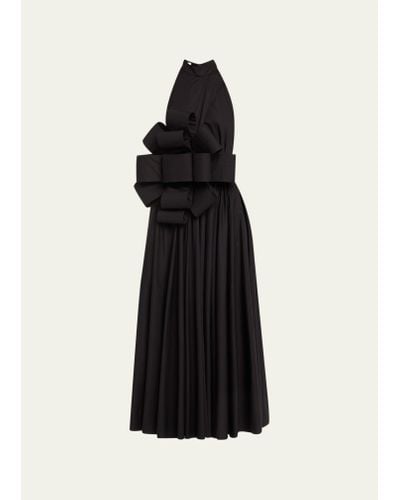 Christopher John Rogers Halter Pleated Dress With Car Bow - Black