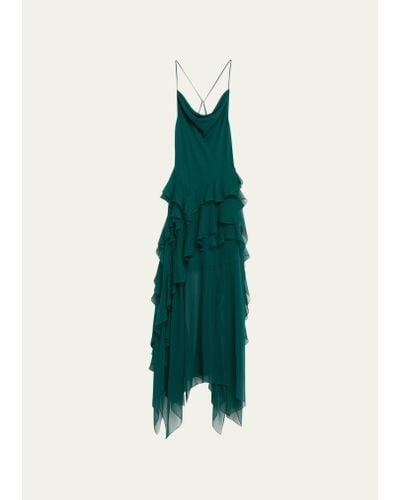 Jason Wu Chiffon Cowl-neck Gown With Ruffle Details - Green