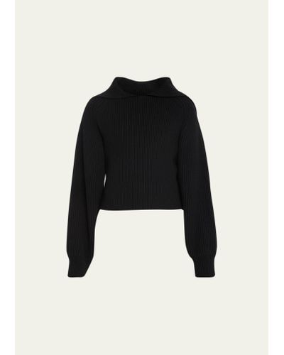 Rohe Wool-cashmere Wide Collar Sweater - Black