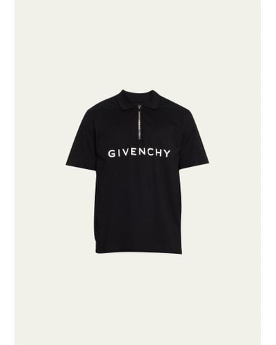Givenchy 4g Pique Zip Polo Shirt - Black